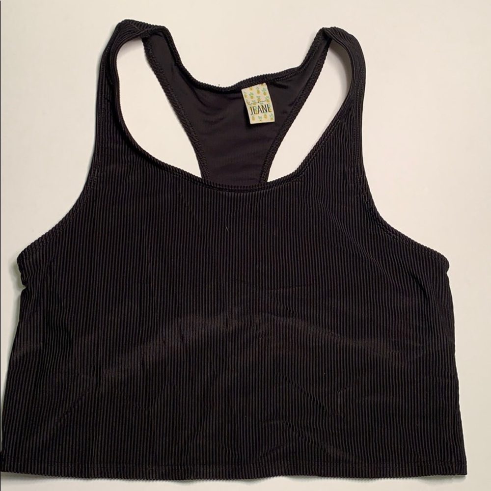 Kortni Jeane Ribbed Black Racerback Large Top GUC